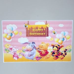 Winnie The Pooh Backdrop 3X5FT Boys Girls 1st Birthday Party Photo Background